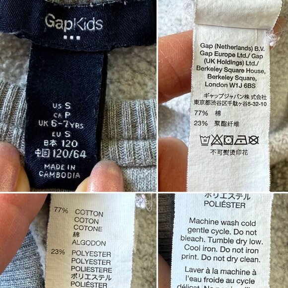 Gap Kids Gray Sweatshirt California USA 1986 Print Cotton Blend Boys Girls Small - Picture 4 of 7